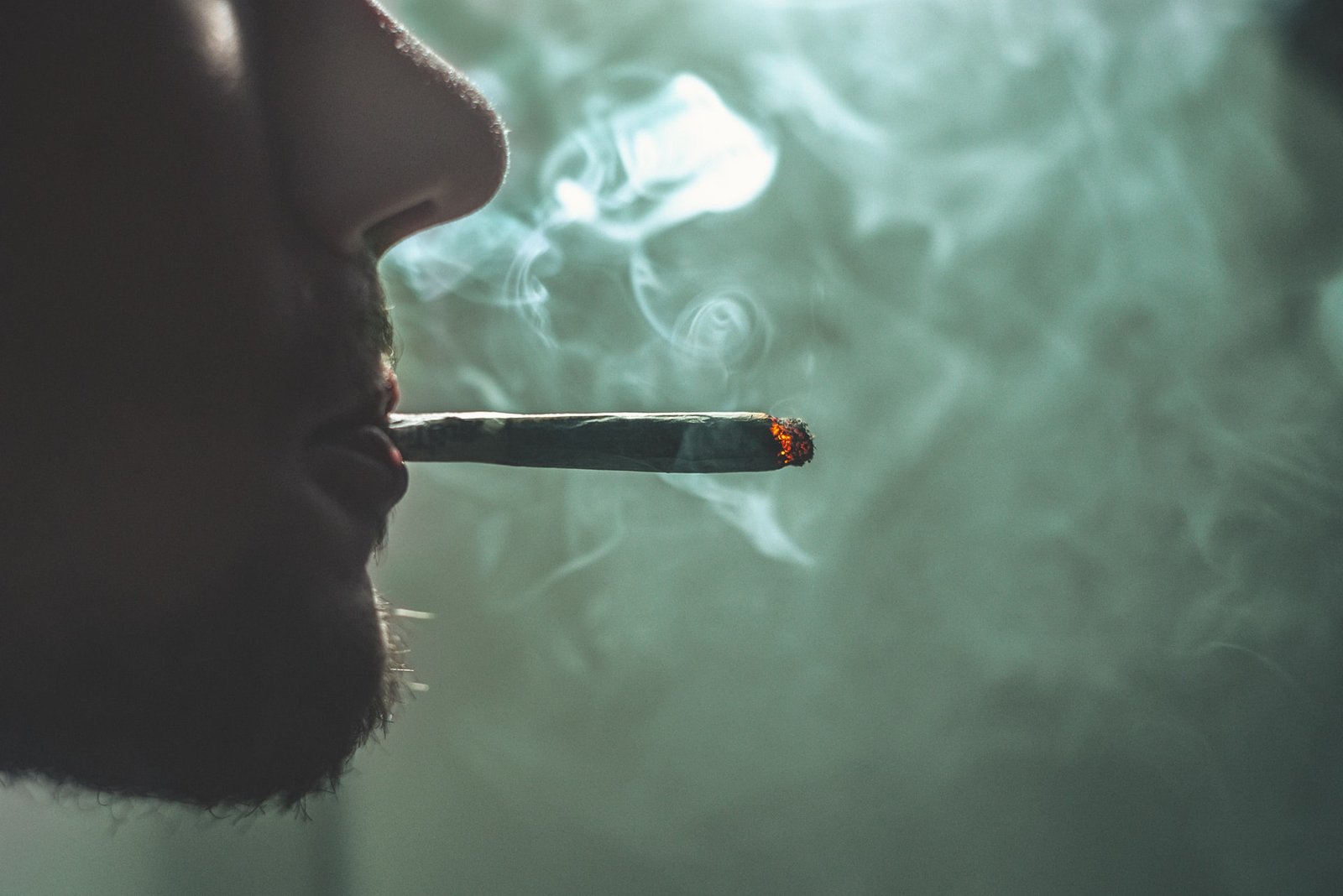 close up of man smoking a joint