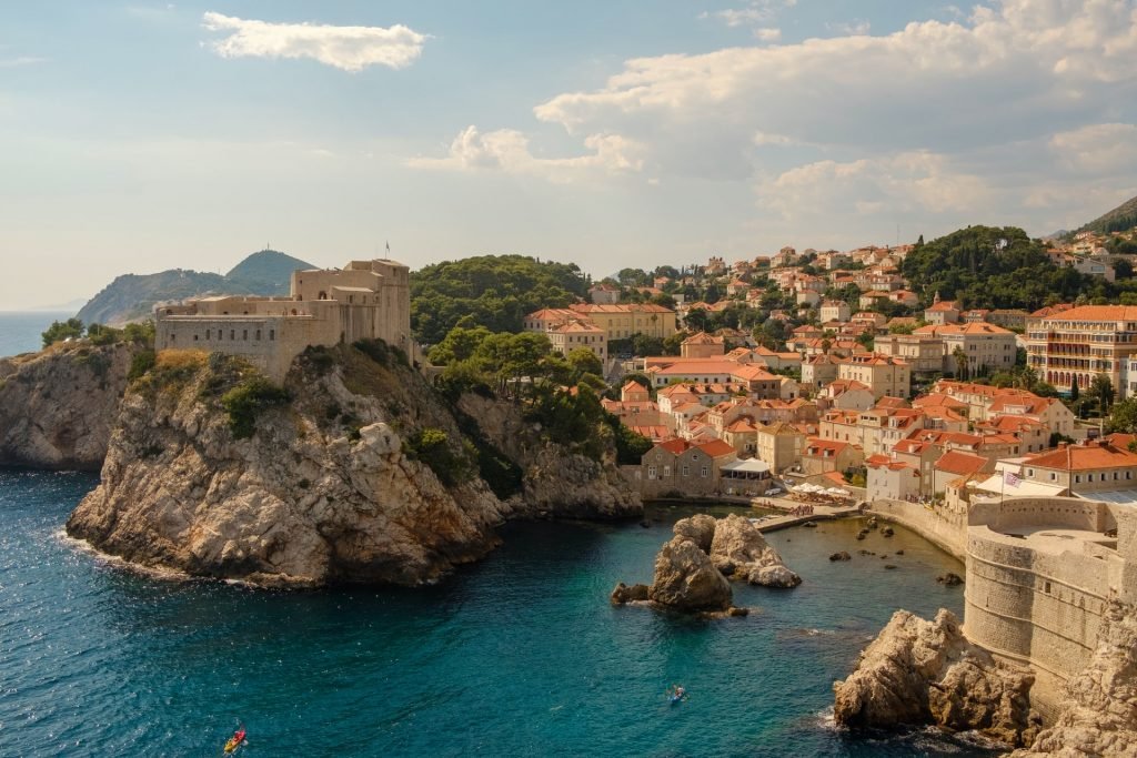 ariel view of ocean cove in Croatia