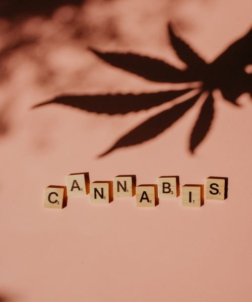 cannabis spelled out in wooden blocks