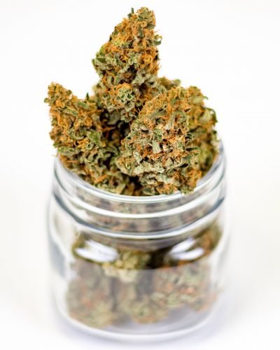marijuana buds in glass jar